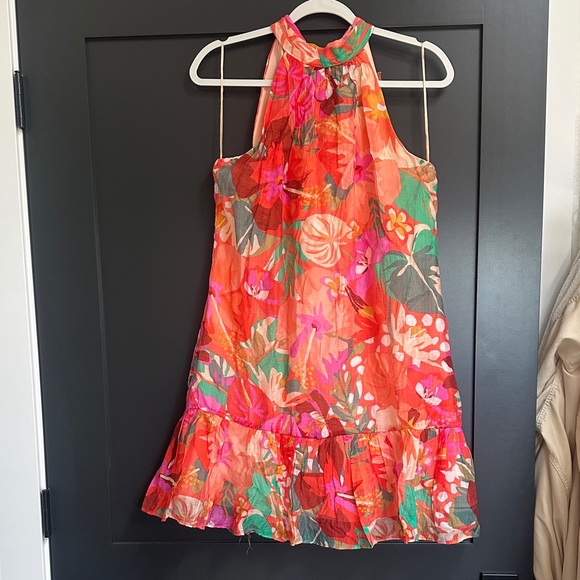 1. State Dresses & Skirts - Floral Halter Neck Dress - Orange and Pink